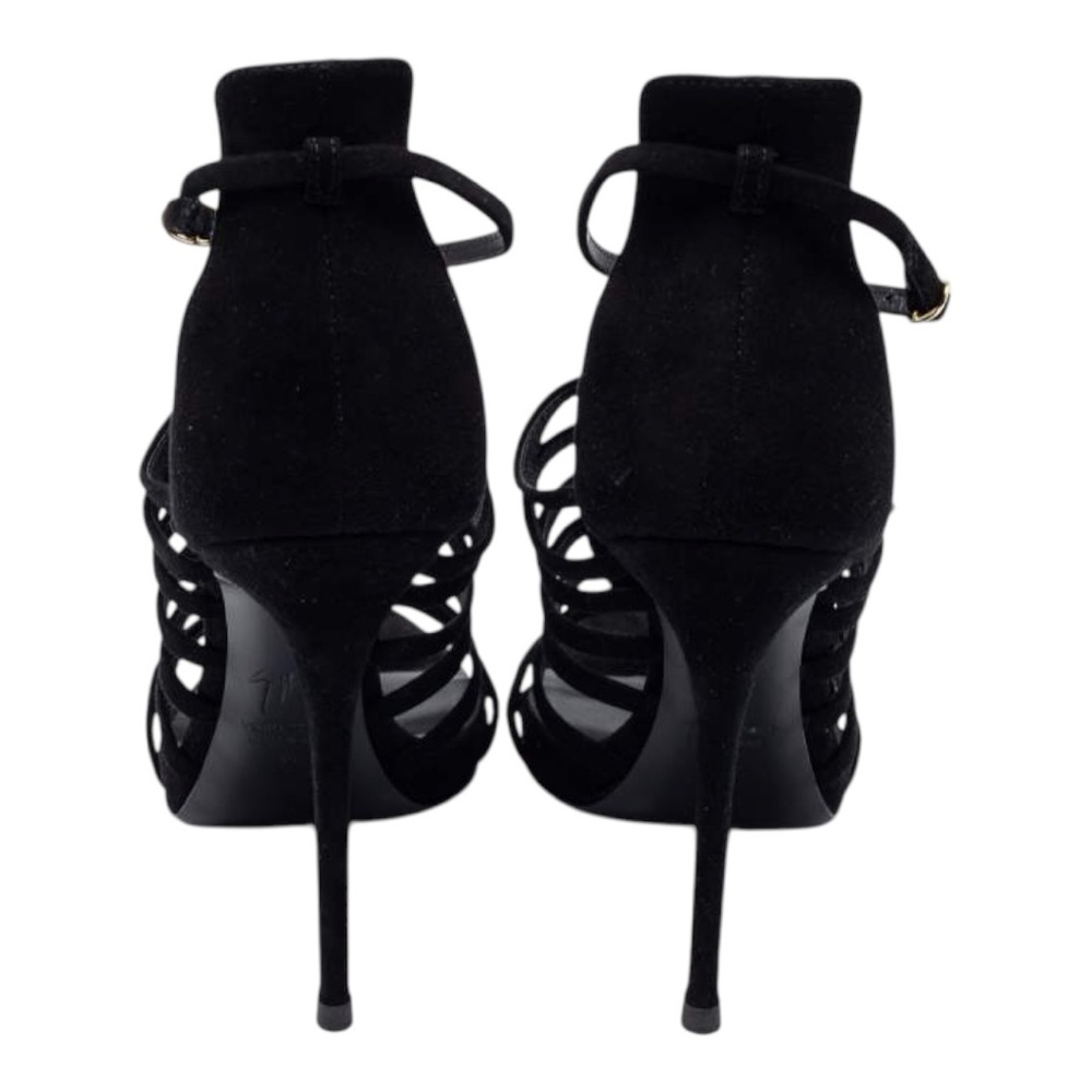 🍸GIUSEPPE ZANOTTI🍸Sexy Black Crystal Embellished T-Bar Sandal Heel - Picture 6 of 12